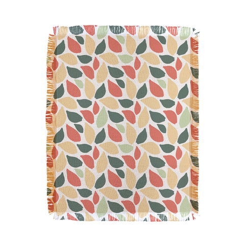 Avenie Abstract Leaves Colorful Throw Blanket