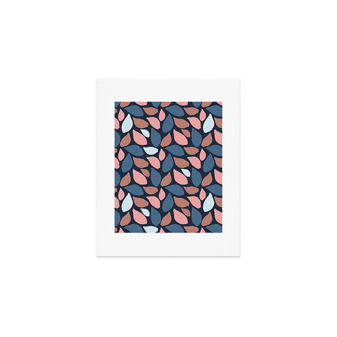 Avenie Abstract Leaves Navy Art Print