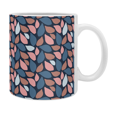 Avenie Abstract Leaves Navy Coffee Mug