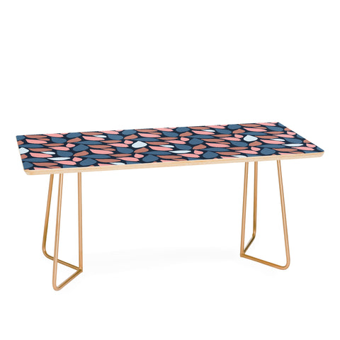 Avenie Abstract Leaves Navy Coffee Table