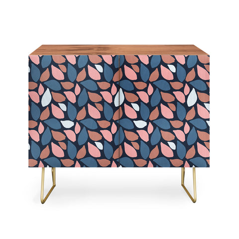 Avenie Abstract Leaves Navy Credenza