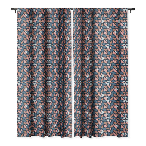 Avenie Abstract Leaves Navy Blackout Window Curtain