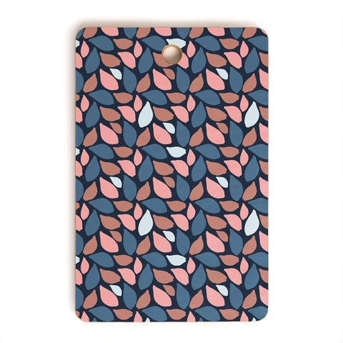 Avenie Abstract Leaves Navy Cutting Board Rectangle