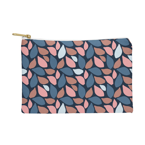Avenie Abstract Leaves Navy Pouch