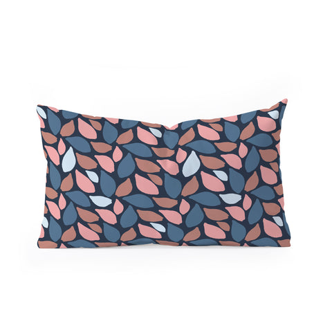 Avenie Abstract Leaves Navy Oblong Throw Pillow
