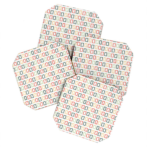 Avenie Abstract Rectangles Colorful Coaster Set