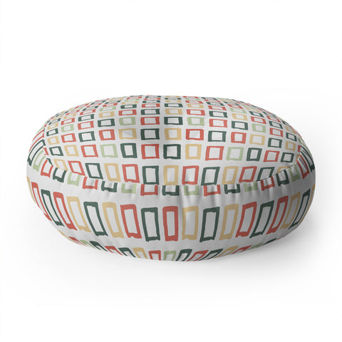 Avenie Abstract Rectangles Colorful Floor Pillow Round
