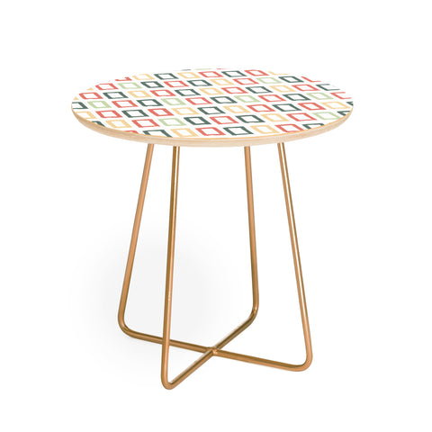 Avenie Abstract Rectangles Colorful Round Side Table