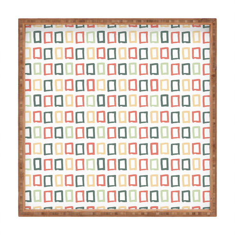 Avenie Abstract Rectangles Colorful Square Tray