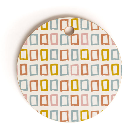 Avenie Abstract Rectangles Cutting Board Round