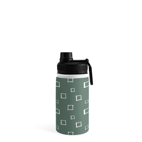 Avenie Abstract Squares Green Water Bottle