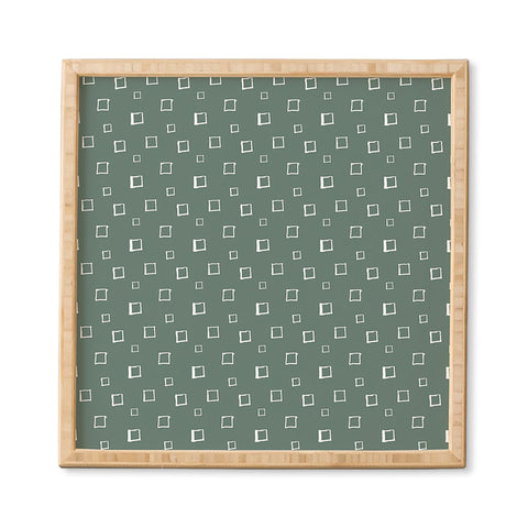 Avenie Abstract Squares Green Framed Wall Art