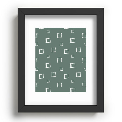Avenie Abstract Squares Green Recessed Framing Rectangle
