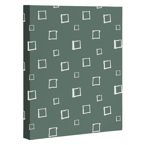 Avenie Abstract Squares Green Art Canvas