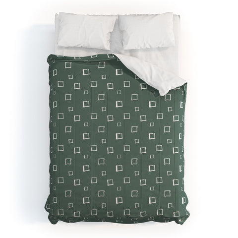 Avenie Abstract Squares Green Comforter