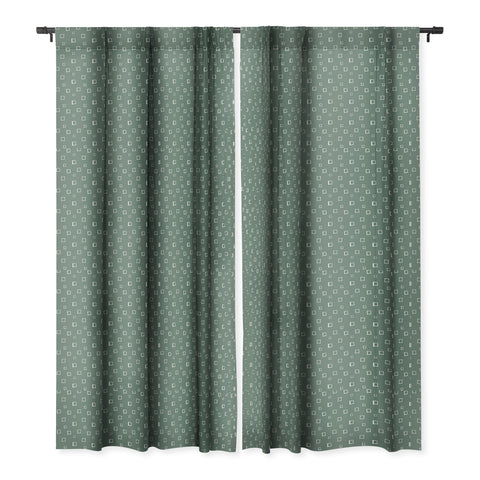 Avenie Abstract Squares Green Blackout Window Curtain