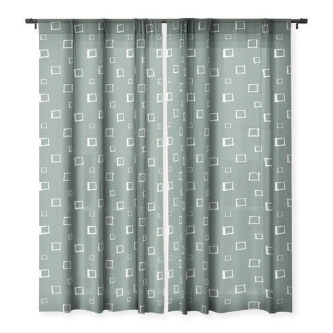 Avenie Abstract Squares Green Sheer Non Repeat