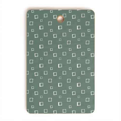 Avenie Abstract Squares Green Cutting Board Rectangle