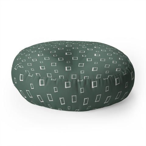 Avenie Abstract Squares Green Floor Pillow Round