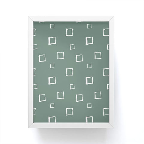 Avenie Abstract Squares Green Framed Mini Art Print