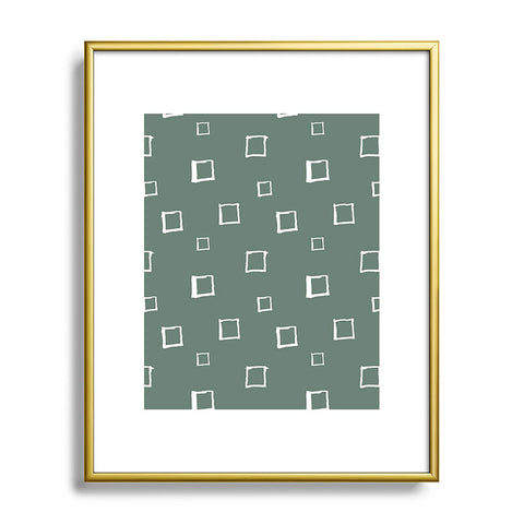 Avenie Abstract Squares Green Metal Framed Art Print