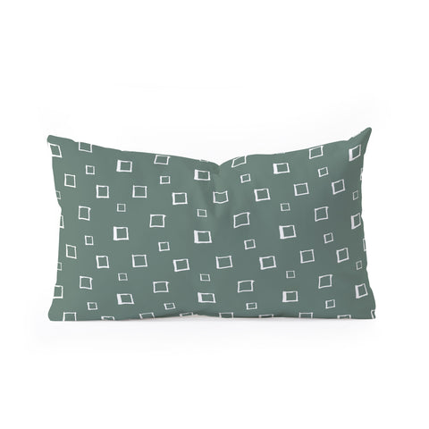 Avenie Abstract Squares Green Oblong Throw Pillow