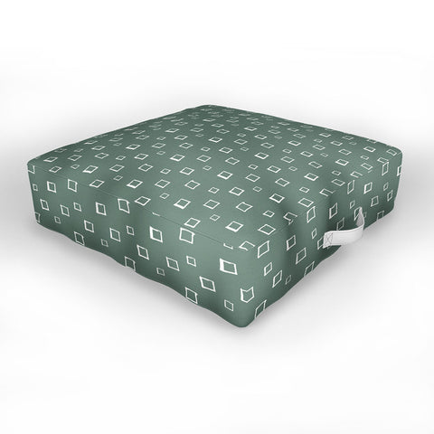 Avenie Abstract Squares Green Outdoor Floor Cushion