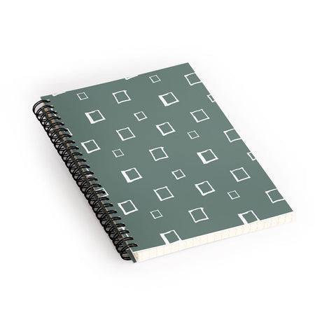 Avenie Abstract Squares Green Spiral Notebook
