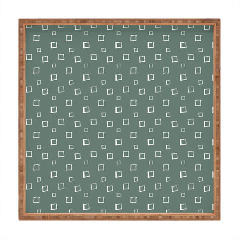 Avenie Abstract Squares Green Square Tray