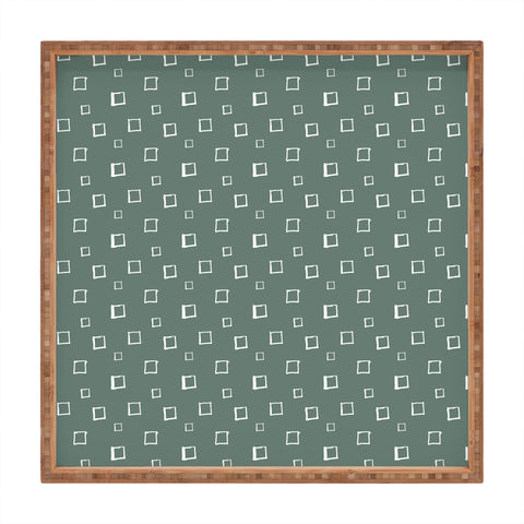 Avenie Abstract Squares Green Square Tray