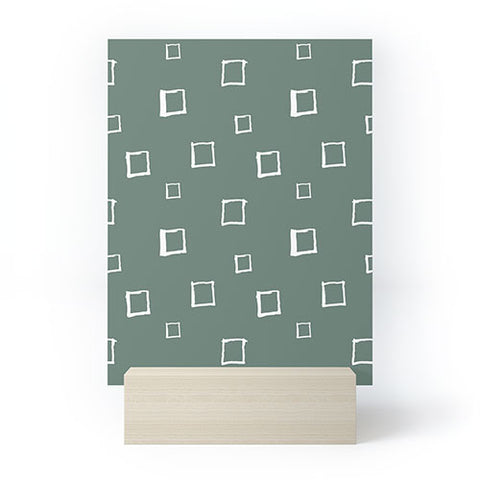 Avenie Abstract Squares Green Mini Art Print