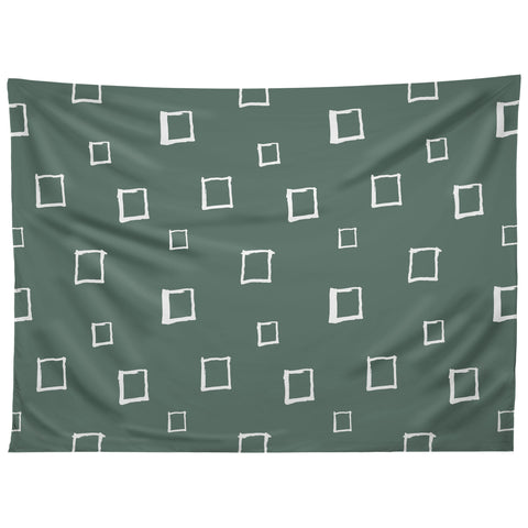 Avenie Abstract Squares Green Tapestry