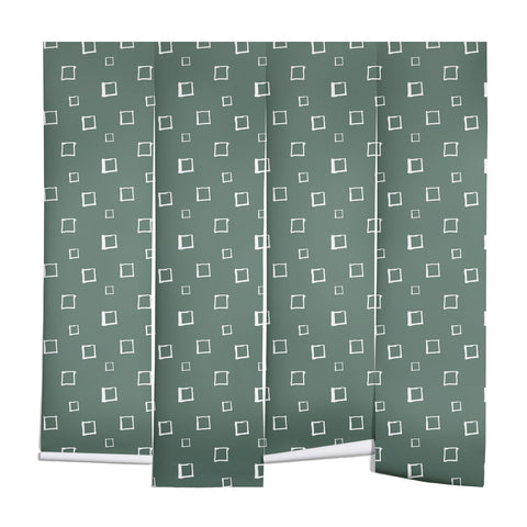 Avenie Abstract Squares Green Wall Mural