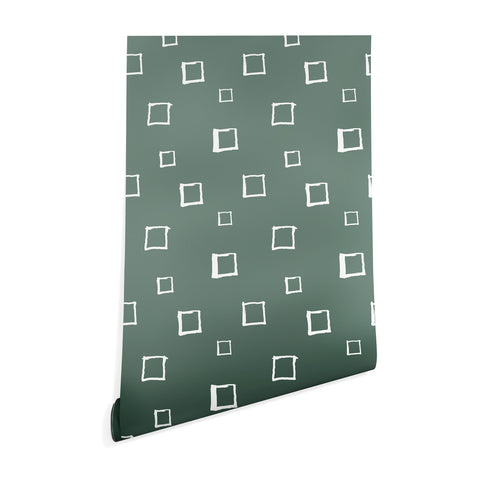 Avenie Abstract Squares Green Wallpaper