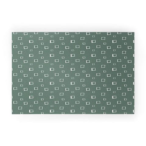 Avenie Abstract Squares Green Welcome Mat