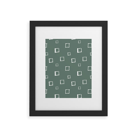 Avenie Abstract Squares Green Framed Art Print