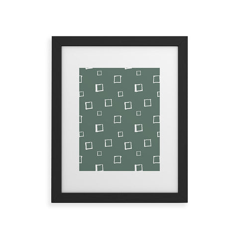 Avenie Abstract Squares Green Framed Art Print