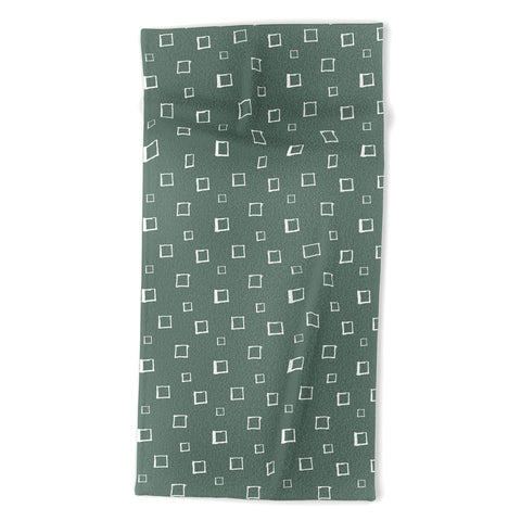 Avenie Abstract Squares Green Beach Towel