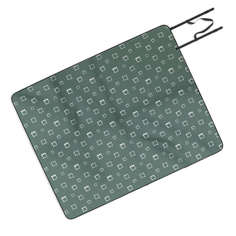Avenie Abstract Squares Green Picnic Blanket