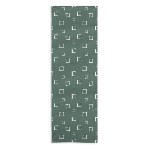 Avenie Abstract Squares Green Yoga Towel