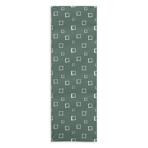 Avenie Abstract Squares Green Yoga Towel