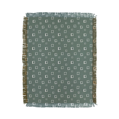 Avenie Abstract Squares Green Throw Blanket