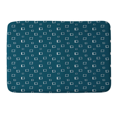 Avenie Abstract Squares Navy Blue Memory Foam Bath Mat