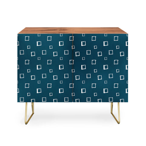 Avenie Abstract Squares Navy Blue Credenza