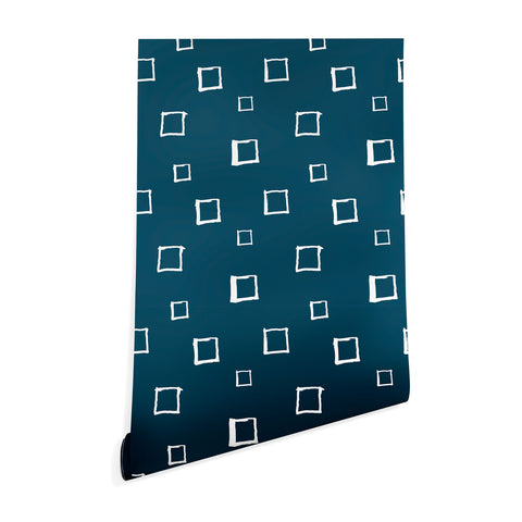 Avenie Abstract Squares Navy Blue Wallpaper