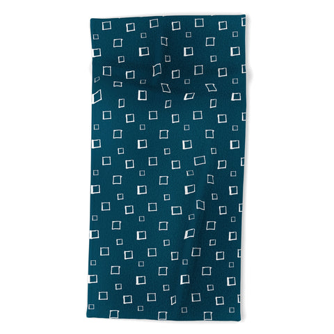 Avenie Abstract Squares Navy Blue Beach Towel