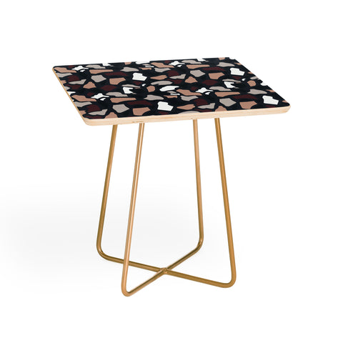 Avenie Abstract Terrazzo Black Side Table