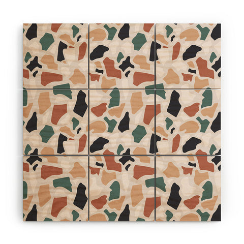 Avenie Abstract Terrazzo Classic Wood Wall Mural