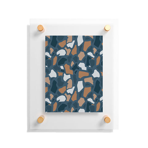 Avenie Abstract Terrazzo Dark Blue Floating Acrylic Print