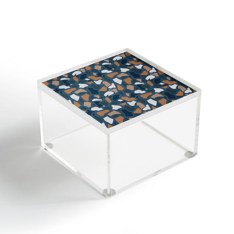 Avenie Abstract Terrazzo Dark Blue Acrylic Box